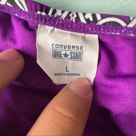 CONVERSE black purple patterned bikini bottom sz L - Picture 3 of 4